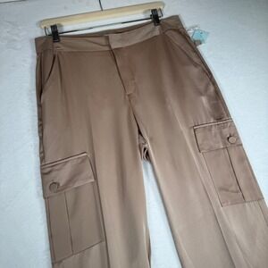 Blue Sol NWT‎ Womens Size 10 Cargo Pants Trousers Wide Leg Satin
